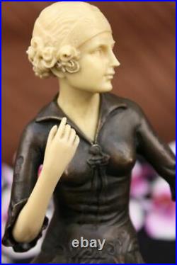 11 West Art Deco Sculpture Femme Modèle Fille Bronze Statue Marbre Base Hot Cast