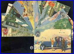 (119226) Serie complète 10 cartes postales CPA publicitaires CITROEN. Art déco