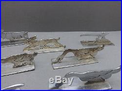 12 jolis anciens porte-couteaux, décor animaux, circa 1930