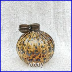 1930 Vintage Art Déco Floral Feuille Travail Verre Flacon de Parfum Laiton GL103