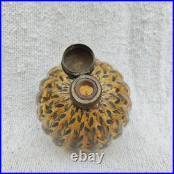 1930 Vintage Art Déco Floral Feuille Travail Verre Flacon de Parfum Laiton GL103