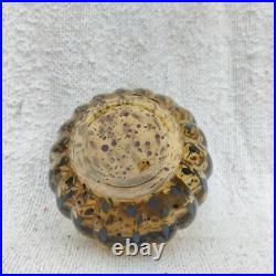 1930 Vintage Art Déco Floral Feuille Travail Verre Flacon de Parfum Laiton GL103