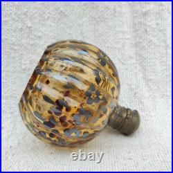 1930 Vintage Art Déco Floral Feuille Travail Verre Flacon de Parfum Laiton GL103