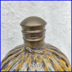 1930 Vintage Art Déco Floral Feuille Travail Verre Flacon de Parfum Laiton GL103
