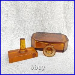 1930s Vintage Art Déco Ambre Verre Flacon de Parfum Décoratifs Collection G995