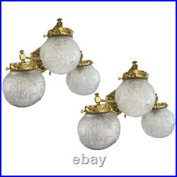 2 X ART DECO Muller Frères Appliques Murales Motifs De Paon Lampes Années 1930