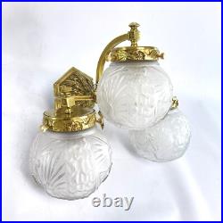 2 X ART DECO Muller Frères Appliques Murales Motifs De Paon Lampes Années 1930