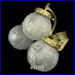 2 X ART DECO Muller Frères Appliques Murales Motifs De Paon Lampes Années 1930