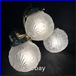 2 X ART DECO Muller Frères Appliques Murales Motifs De Paon Lampes Années 1930