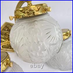 2 X ART DECO Muller Frères Appliques Murales Motifs De Paon Lampes Années 1930