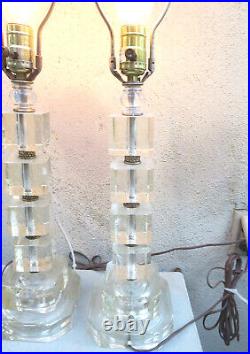 2 lampes empilables boudoir vintage cristal hollywoodien régence art déco coupe finale verre