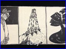 3 Aubry Beardsley ART NOUVEAU DECO bloomcraft Tissu Panels-Rare! (RF816)