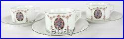 3x Service Tasse de Collection Königszelt Porcelaine Rose Violette Art Déco 1928