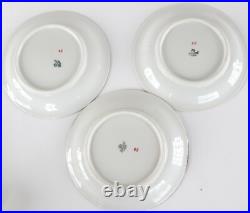 3x Service Tasse de Collection Königszelt Porcelaine Rose Violette Art Déco 1928