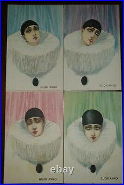 4 Cartoline illustrici Sorelle Chiostri Art deco' Art nouveau n215 pierrot