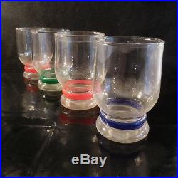 4 verres à eau bleu rouge vert collection Design XXe France Pop Art Déco N3278
