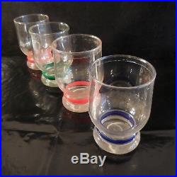4 verres à eau bleu rouge vert collection Design XXe France Pop Art Déco N3278