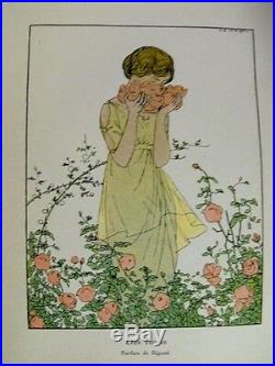 A. E. Marty Des roses parfum de Rigaud rare planche publicitaire de 1913