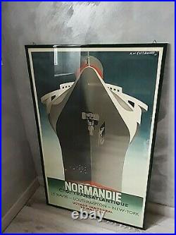 A. M. Cassandre Normandie Transatlantique 100x62 Cm. Manifesto Affiche Art Deco