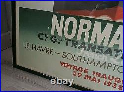 A. M. Cassandre Normandie Transatlantique 100x62 Cm. Manifesto Affiche Art Deco