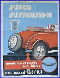 AFFICHE ANCIENNE 1920/3O AUTOMOBILE Suspension ART DECO. Original-vintage