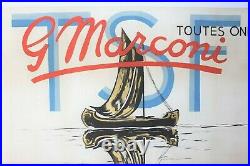 AFFICHE ANCIENNE 1930 RADIO TSF Guglielmo MARCONI ART DECO reflet ondes PO GO FM