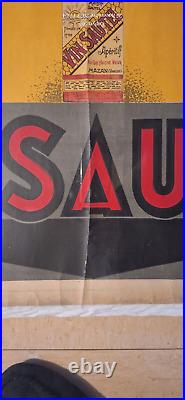 AFFICHE ORIGINALE 1929 VIN SAUTEL ART DECO, BISTROT 76 x 56 cm