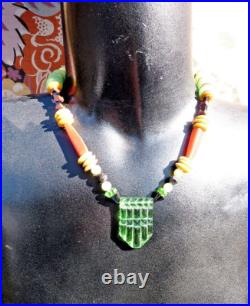 ANCIEN COLLIER ART DÉCO multicolore de style ethnique des années 1930