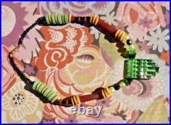 ANCIEN COLLIER ART DÉCO multicolore de style ethnique des années 1930
