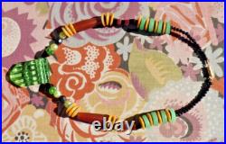 ANCIEN COLLIER ART DÉCO multicolore de style ethnique des années 1930