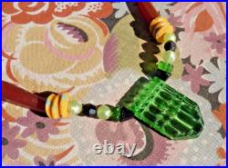 ANCIEN COLLIER ART DÉCO multicolore de style ethnique des années 1930