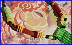 ANCIEN COLLIER ART DÉCO multicolore de style ethnique des années 1930