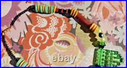 ANCIEN COLLIER ART DÉCO multicolore de style ethnique des années 1930