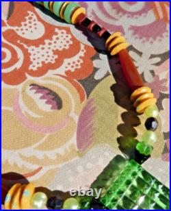 ANCIEN COLLIER ART DÉCO multicolore de style ethnique des années 1930