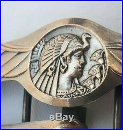 ARMAND BARGAS ART DÉCO/ ÉGYPTOMANIA- RARE- Boucle de ceinture en métal argenté