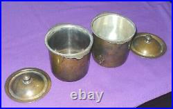ART DECO 1920s PAIR PURE BRONZE STERLING SILVER CIGAR HUMIDOR CANISTERS ANTIQUE