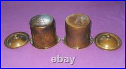 ART DECO 1920s PAIR PURE BRONZE STERLING SILVER CIGAR HUMIDOR CANISTERS ANTIQUE