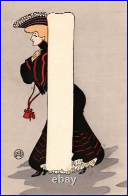 ART DECO Glamour Lady set of 4 Vintage Postcards (L6569)