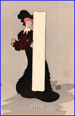 ART DECO Glamour Lady set of 4 Vintage Postcards (L6569)