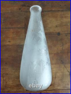 ART DECO LEUNE Grand Vase Verre dépoli gravé à l'acide Décor Chardons COLLECTION