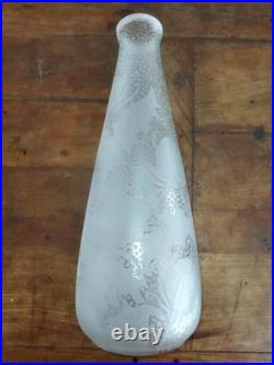 ART DECO LEUNE Grand Vase Verre dépoli gravé à l'acide Décor Chardons COLLECTION