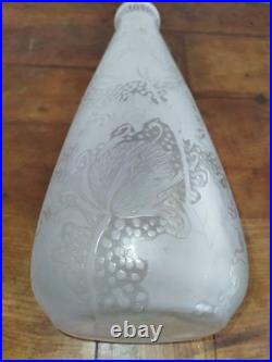 ART DECO LEUNE Grand Vase Verre dépoli gravé à l'acide Décor Chardons COLLECTION