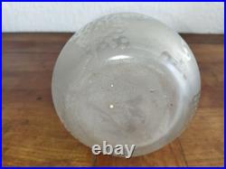 ART DECO LEUNE Grand Vase Verre dépoli gravé à l'acide Décor Chardons COLLECTION