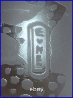 ART DECO LEUNE Grand Vase Verre dépoli gravé à l'acide Décor Chardons COLLECTION