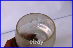 Abat-Jour Vintage En Verre Iridescent Doré Émaillé Art Déco Éclairage Collection