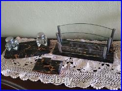 Accessoire (3) de bureau Art deco Marbre PORTO Encrier Buvard + Porte-lettres