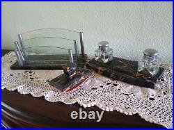 Accessoire (3) de bureau Art deco Marbre PORTO Encrier Buvard + Porte-lettres