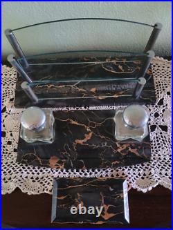 Accessoire (3) de bureau Art deco Marbre PORTO Encrier Buvard + Porte-lettres