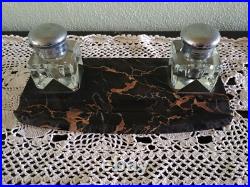 Accessoire (3) de bureau Art deco Marbre PORTO Encrier Buvard + Porte-lettres