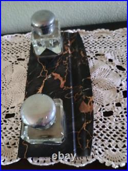 Accessoire (3) de bureau Art deco Marbre PORTO Encrier Buvard + Porte-lettres